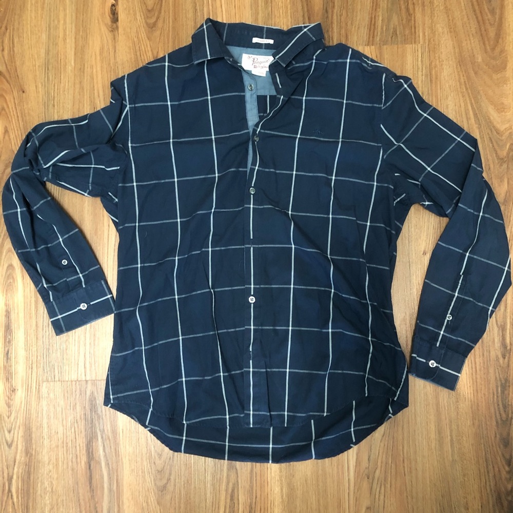 Penguin - Striped Button Down Navy Blue - XL